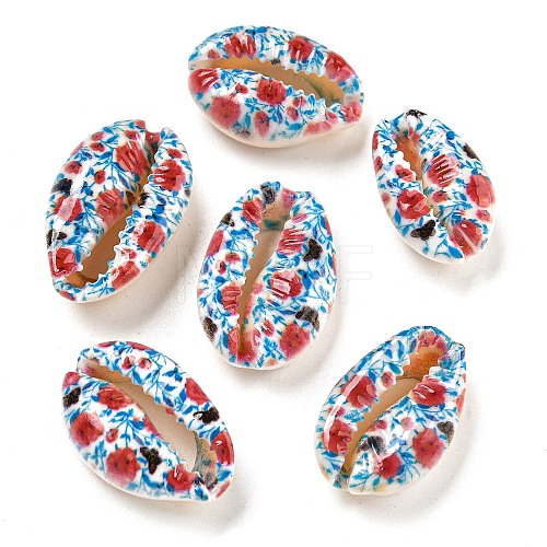 Printed Natural Shell Beads BSHE-G037-01D-1