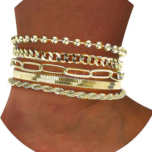 Alloy Chain Anklets Sets for Women WG886AF-06-1