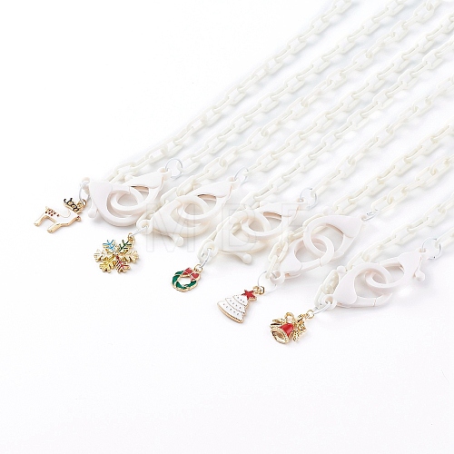 Mixed Shapes Christmas Theme Personalized Acrylic Cable Chain Necklaces NJEW-JN03403-1