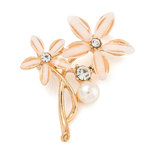 Alloy Crystal Rhinestone Flower Brooch JEWB-U006-14KCG-1