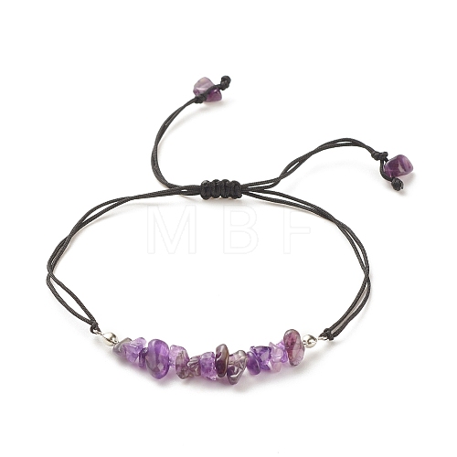 Natural Amethyst Chips Braided Bead Bracelet BJEW-JB08019-09-1