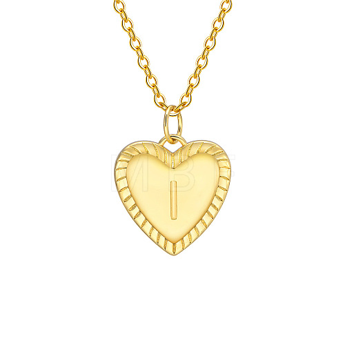 Golden Tone Brass Cable Chain Letter Heart Pendant Necklaces for Women PW-WG67FD6-09-1