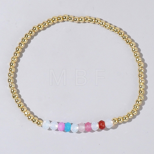 Colorful Mixed Brass Random Color Synthetic Gemstone Bead Copper Bracelet Women's Fashion Jewelry Wholesale RJ2833-8-1