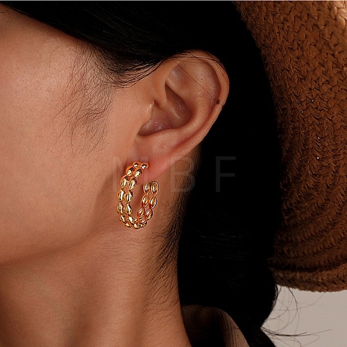 Brass Stud Earrings for Women EJEW-Z067-02G-1