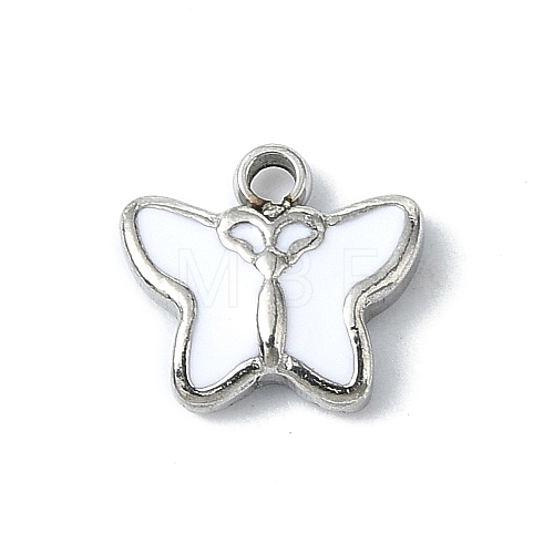 304 Stainless Steel White Enamel Charms STAS-L022-439P-02-1