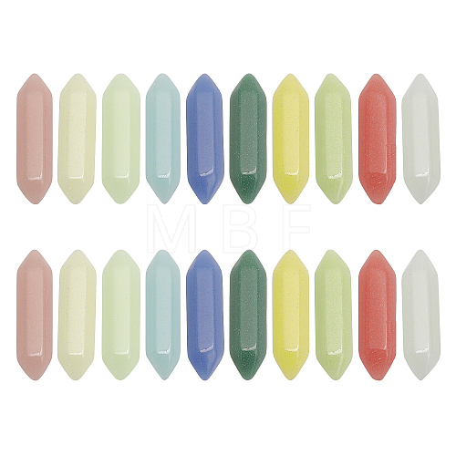 20Pcs 10 Colors Synthetic Luminous Stone Double Terminal Pointed Dyed Beads FIND-CA0007-91-1