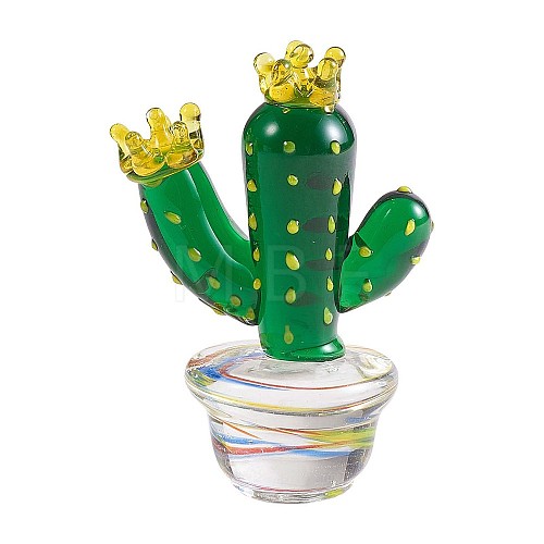 Handmade Blown Glass Cactus Figurines JX535A-1