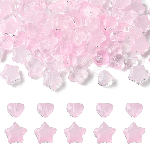 80Pcs 2 Styles Transparent Spray Painted Glass Beads GLAA-YW0003-72B-1