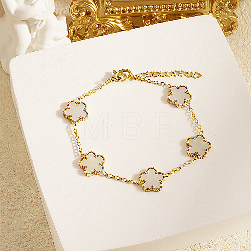 Natural Shell Flower Link Chain Bracelet XT3040-3-1