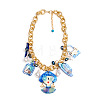 Acrylic Lady Perfume Bottle High Heel and Imitation Pearl Pendant Bib Necklaces with Alloy Chains for Women FS-WGDF0C3-05-1
