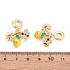 Brass Micro Pave Clear Cubic Zirconia and Enamel European Dangle Charms KK-T079-83G-3