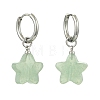 Brass & Natural Green/Blue Aventurine & Quartz Crystal & Rose Quartz & Obsidian Hoop Dangle Earrings EJEW-JE07237-4