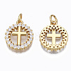 Brass Micro Pave Clear Cubic Zirconia Pendants ZIRC-N039-140-NF-2