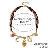 Alloy Enamel and Plastic Sacred Heart Pendant Leopard Print Cloth Scarf Necklacess for Women WG2FAF8-04-1