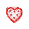 Glass Seed Beaded Heart with Flower Pendants PALLOY-MZ00529-01-1