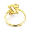 Mixed Color Enamel Initial Letter Adjustable Ring with Clear Cubic Zirconia RJEW-P045-01G-Z-3