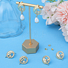 3 Pairs Brass Micro Pave Cubic Zirconia Moon with Flower Stud Earring Findings KK-BBC0007-96-4