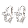 Cross 925 Sterling Silver Micro Pave Clear Cubic Zirconia Hoop Earrings EJEW-K317-06P-4