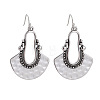 Bohemian Style Fan Alloy Imitation Leather Cord Dangle Earrings FS-WGA2883-01-3