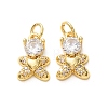 Brass Micro Pave Clear Cubic Zirconia Charms CU-E003-18G-03-1