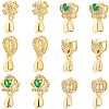 12Pcs 6 Style Brass Micro Pave Cubic Zirconia Ice Pick Pinch Bails KK-FH0003-66-1