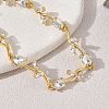 Brass Glass Flower Link Chain Bracelets KK-CBA7DFA-01G-06-2