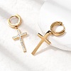 Cross 304 Stainless Steel Polymer Clay Rhinestones Hoop Earrings EJEW-G453-11G-02-3