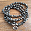 Bohemian Styles Natural Round Labradorite Beaded Stretch Bracelets for Women Men XW1500-12-1