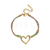 304 Stainless Steel & Cotton Cord Link Bracelets FS-WGBC5B1-08-1