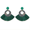 Bohemian Style Acrylic & Polyester Fan Tassel Stud Earrings FS-WGB5BEF-01-1