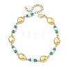 Ocean Dyed Synthetic Turquoise Beads & 304 Stainless Steel Link Chain Anklets GG-AJEW-AN00833-01-3