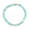 Natural Amazonite & Brass Beads Stretch Bracelets for Women Men BJEW-JB13795-3