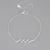 Leaf Brass Pave Clear Cubic Zirconia Link Bracelets WGDCC8C-02-1