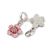 Rack Plating Alloy Light Rose Rhinestone European Dangle Charms FIND-C055-25P-2