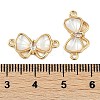 Brass Clear Cubic Zirconia Pave Natural Shell Bowknot Connector Charms KK-P283-06G-3