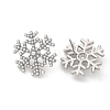 Snowflake Brass & ABS Imitation Pearl Stud Earrings EJEW-M077-03P-2