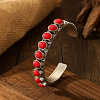 Bohemian Style Oval Alloy Synthetic Turquoise Beads Cuff Bangles for Women WG13159-01-1