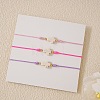 3Pcs Dyed Synthetic White Turquoise & Brass Beaded Braided Bead Bracelets QB7029-13-2