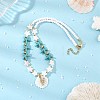 Summer Beach Carved Natural Freshwater Shell and Alloy Shrimp Pendant Starfish Dyed Synthetic Turquoise & Glass Beaded Necklaces for Women NJEW-JN06506-01-1