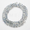 Half Blue Plated Crystal Glass Beads Strands X-EGLA-F025-B01-2
