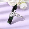 Natural & Synthetic Gemstone & Brass Cuff Rings for Women RJEW-G374-01P-4