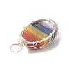 Chakra Natural Mixed Gemstone Copper Wire Wrapped Pendants PALLOY-JF02045-02-3