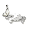 Brass Pave Natural White Shell Butterfly Pendants KK-U043-28P-2