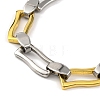 201 Stainless Steel Wavy Rectangle Links Chain Necklace NJEW-F22-39A-GP-3