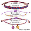 3Pcs 3 Styles Bohemian Adjustable Nylon Cord Braided Bracelet & Glass Beads Braided Bracelet & 304 Stainless Steel Heart Charm Bracelet Set for Women GE8132-1-2