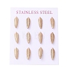 Ion Plating(IP) 304 Stainless Steel Feather Stud Earrings EJEW-C099-11RG-1