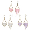 304 Stainless Steel Glass Tassel Dangle Earrings EJEW-MZ00828-3