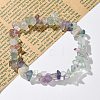 Chips Natural Fluorite Beaded Stretch Bracelets BJEW-JB01826-01-7