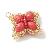 Glass Seed Beaded Clover Pendants PALLOY-MZ01137-4