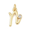 Brass Micro Pave Clear Cubic Zirconia Charms KK-D289-66G-N-1